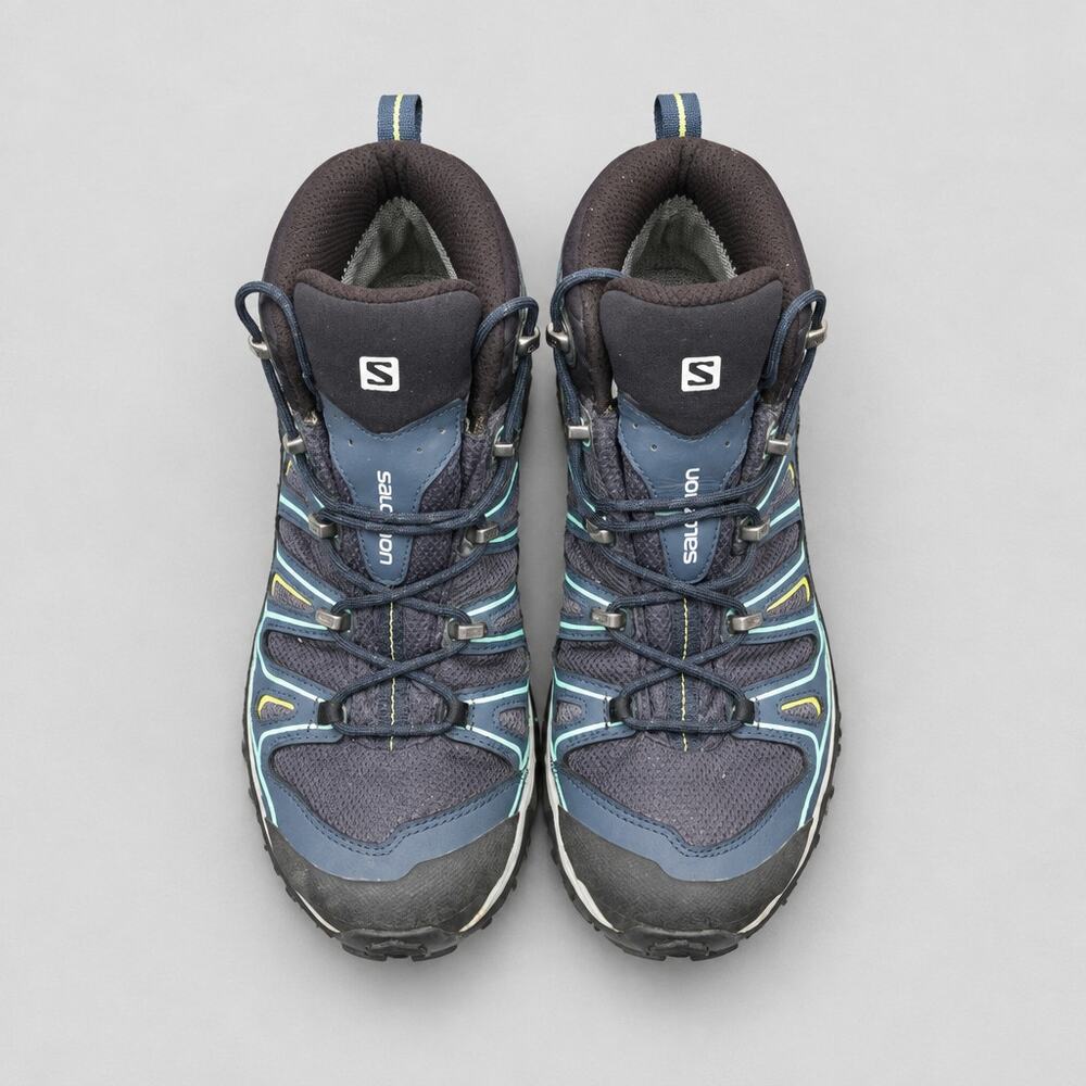 Salomon X Ultra Mid 2 GTX Waterproof Hiking Boots Blue Grey Women’s Size 9.5